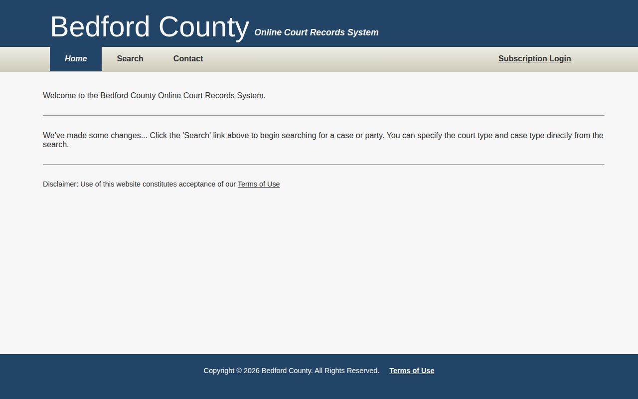 Bedford County court record search after an arrest