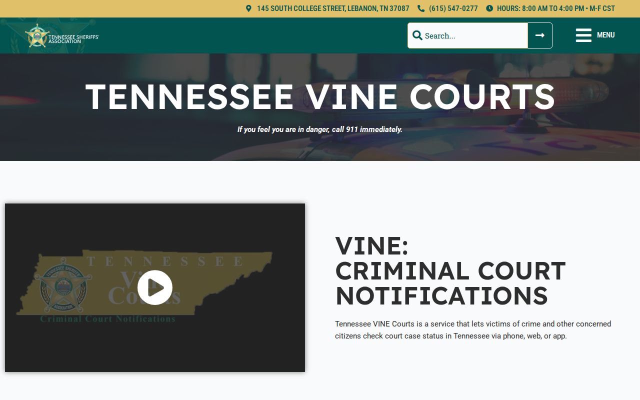 TN VINE Courts alerts after a Bedford County arrest