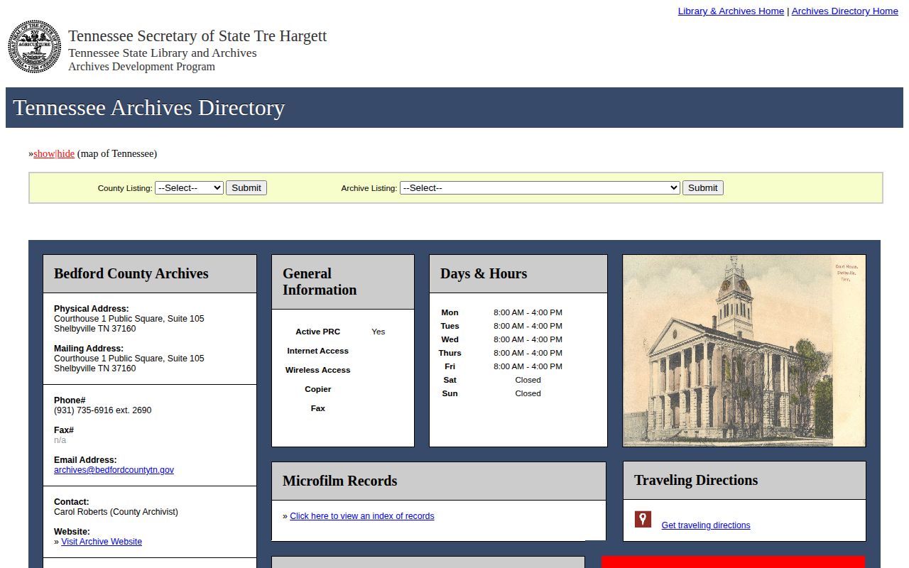 Bedford County arrest record archives directory